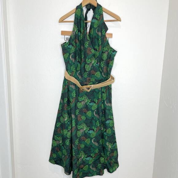 Jurassic Park Her Universe Foliage Halter Dress Womens Plus 1 Dinosaurs 1X - Picture 1 of 11